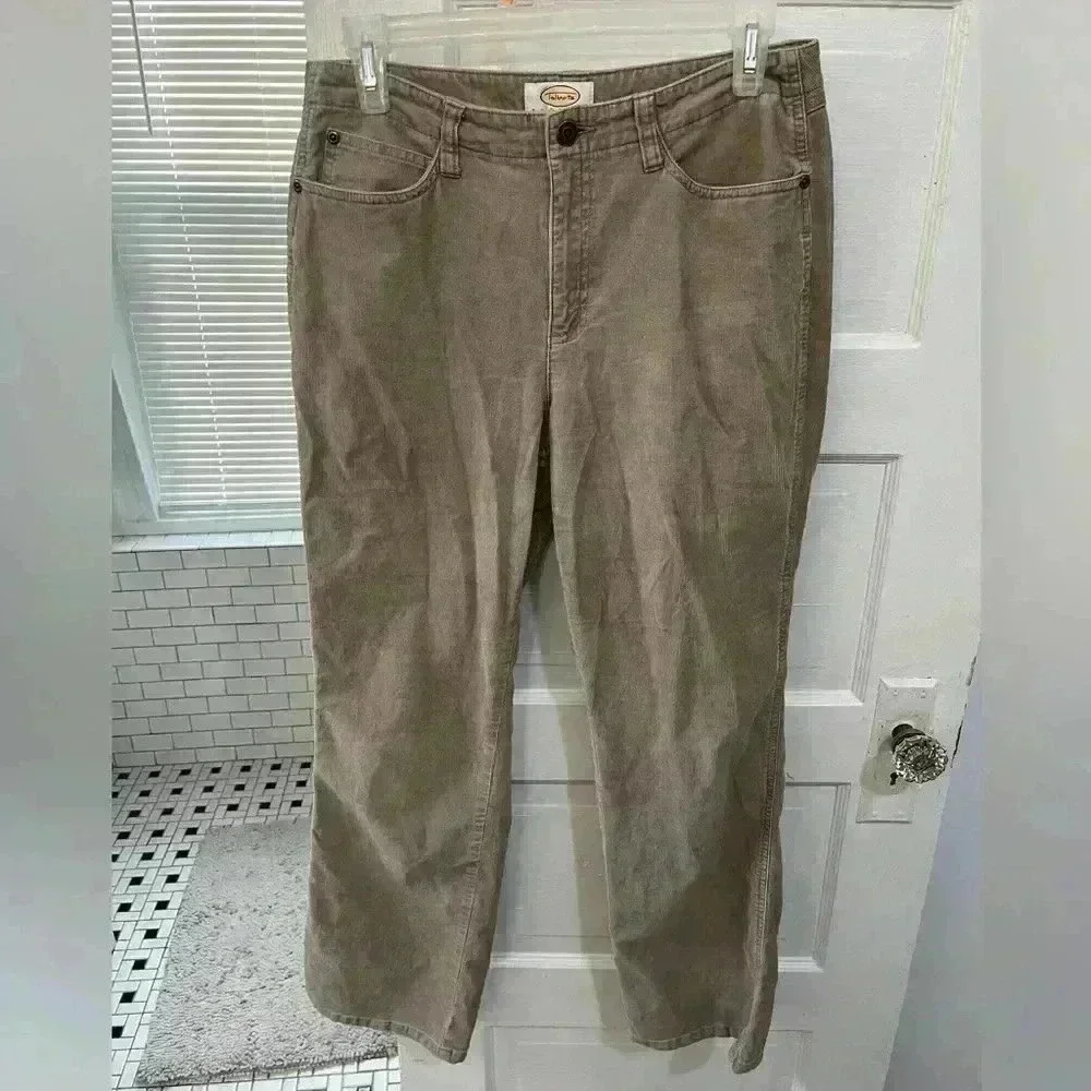 talbots petite tan corduroy, straight leg pants women size 8